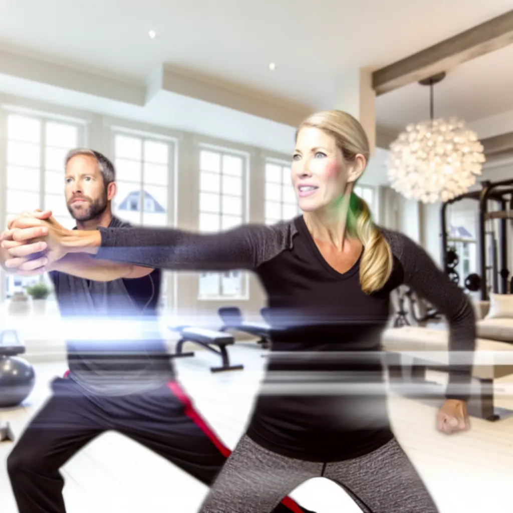 Edző funkcionális gyakorlatot mutat be egy kliensnek